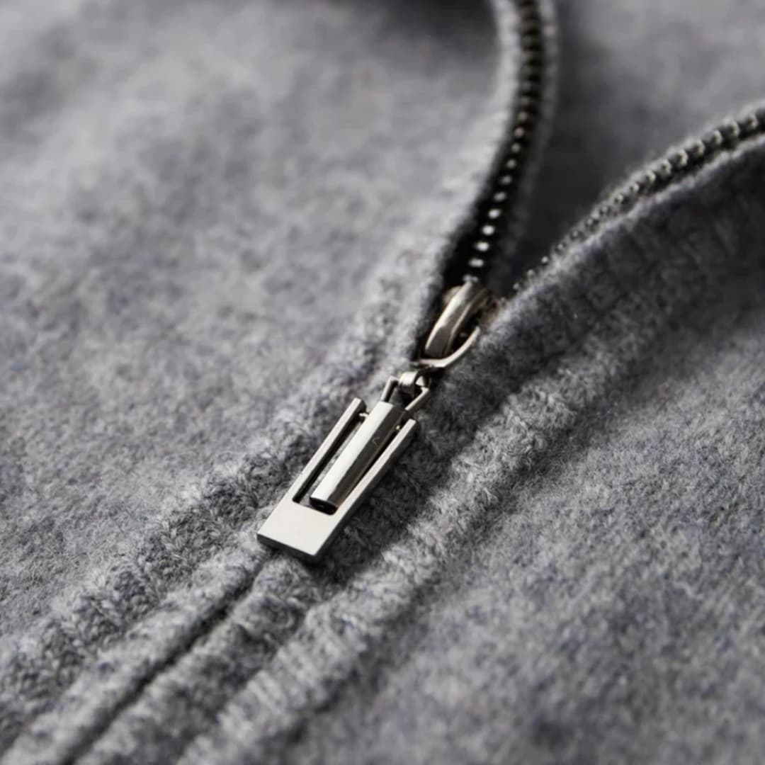 Herren Strickjacke mit Reißverschluss und Rippkragen