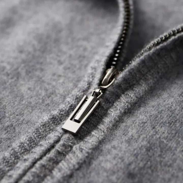 Herren Strickjacke mit Reißverschluss und Rippkragen