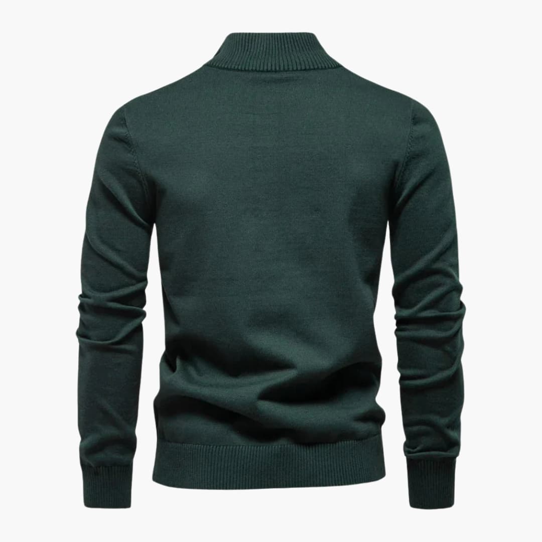 Herren Strickpullover mit Halbzip und Bruststreifen