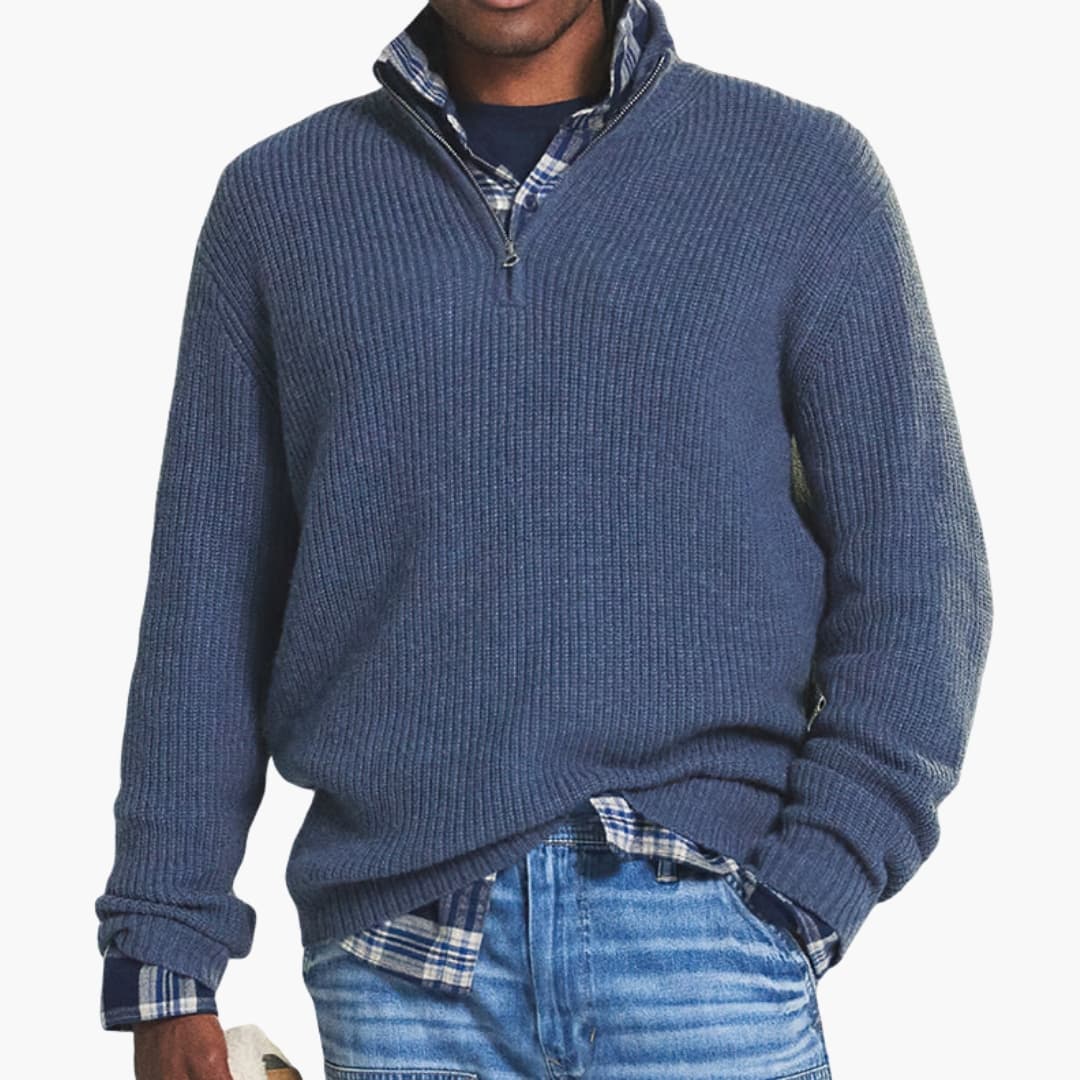Herren Strickpullover mit Halbzip und Reißverschluss