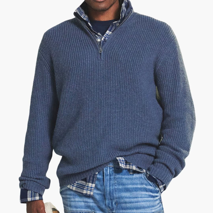 Herren Strickpullover mit Halbzip und Reißverschluss
