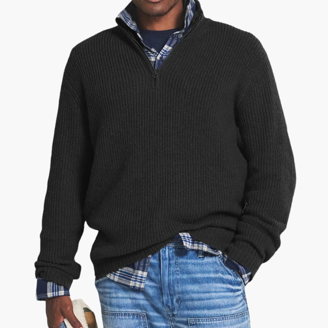 Herren Strickpullover mit Halbzip und Reißverschluss