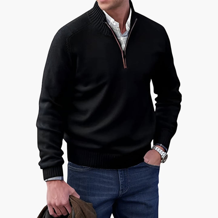 Herren Strickpullover mit Rippkragen