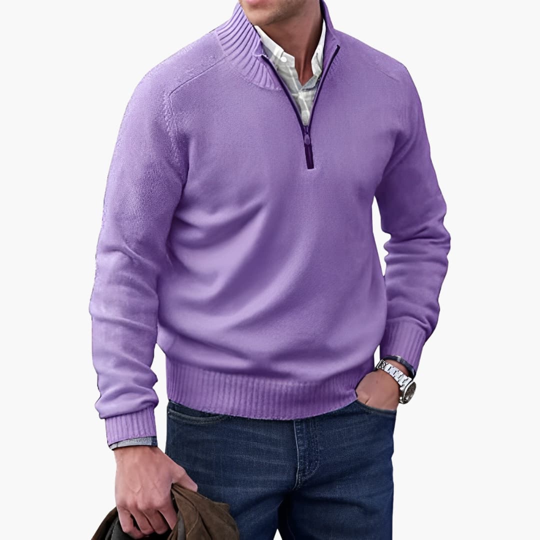 Herren Strickpullover mit Rippkragen