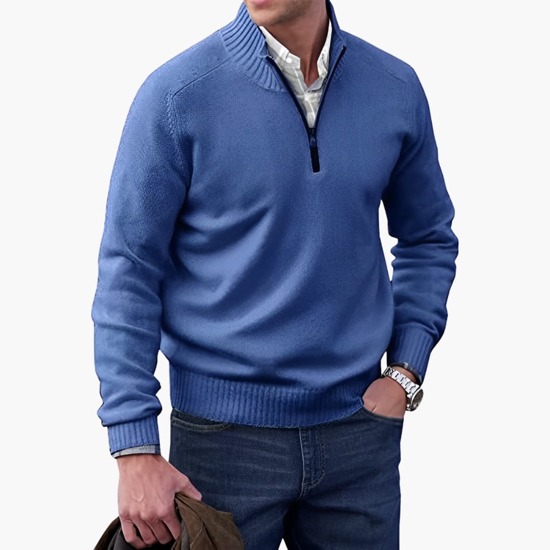 Herren Strickpullover mit Rippkragen