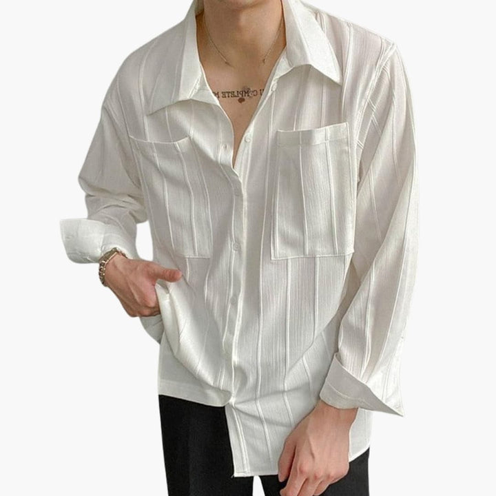 Herren T Shirt mit Rundhalsausschnitt und Rippstruktur