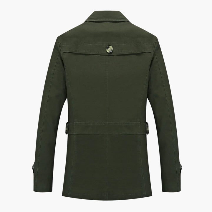 Herren Trench coat mit Knopfverschluss und Taschen Details