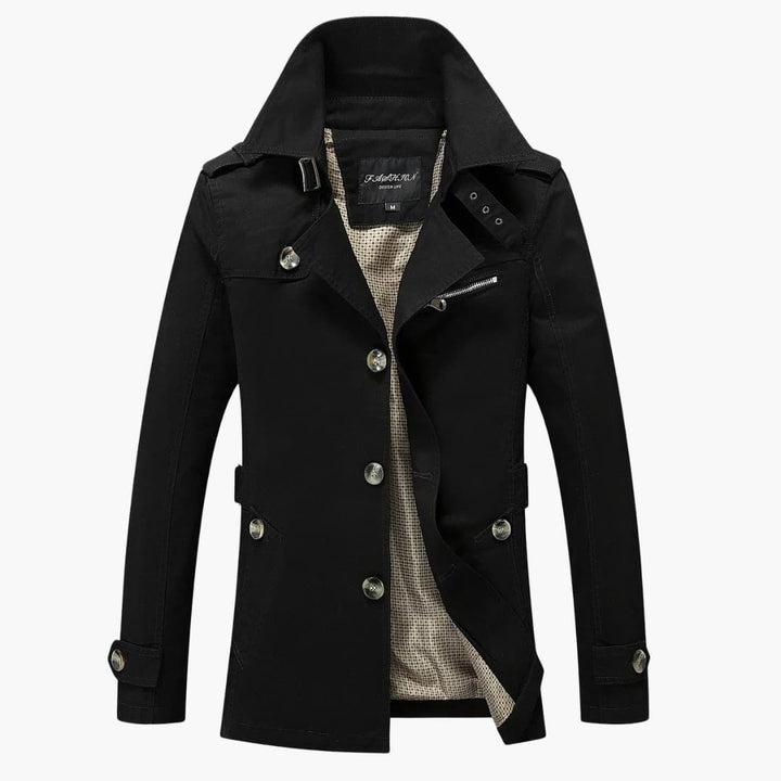 Herren Trench coat mit Knopfverschluss und Taschen Details