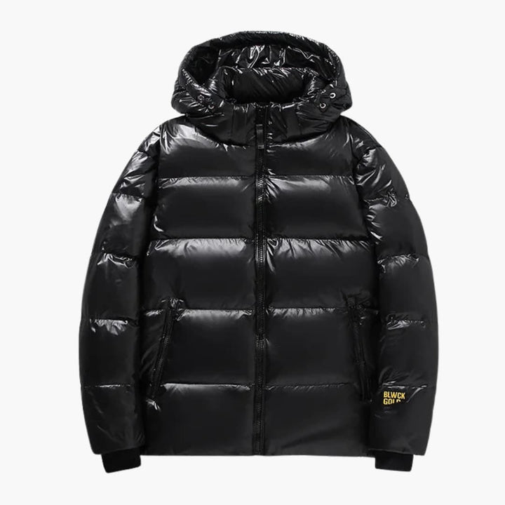Herren Winter-Daunenjacke mit Kapuze und Reißverschluss