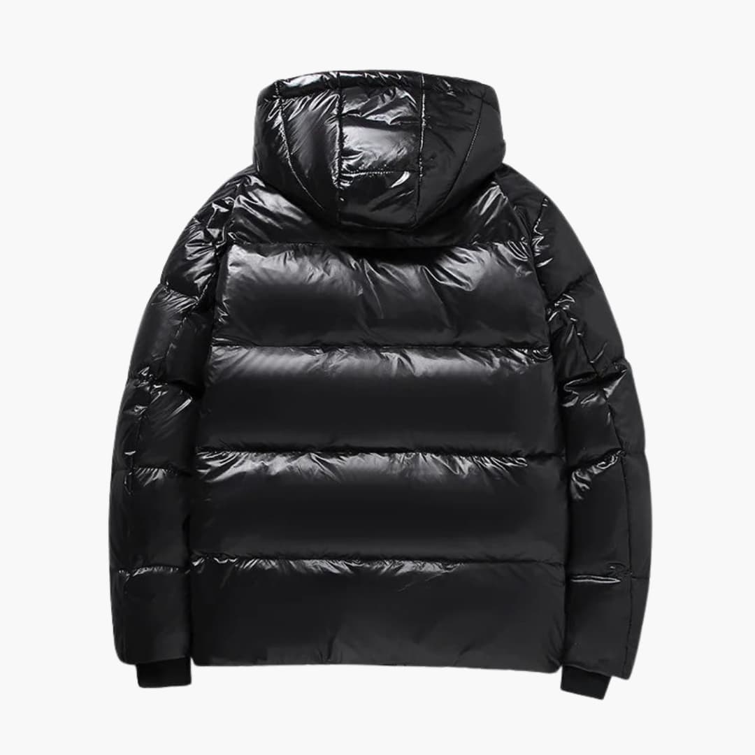 Herren Winter-Daunenjacke mit Kapuze und Reißverschluss