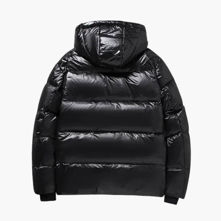 Herren Winter-Daunenjacke mit Kapuze und Reißverschluss