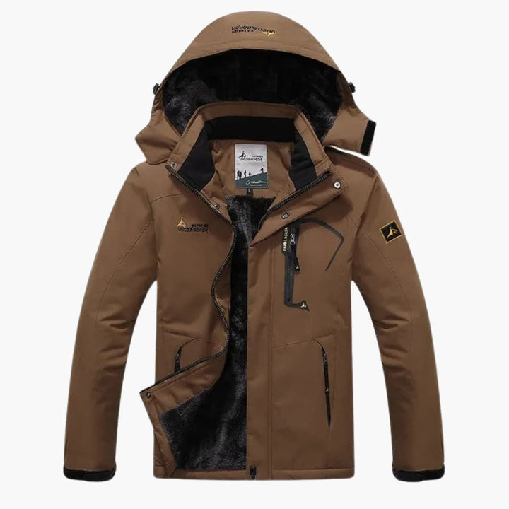 Herren Winterjacke mit Reißverschluss und abnehmbarer Kapuze