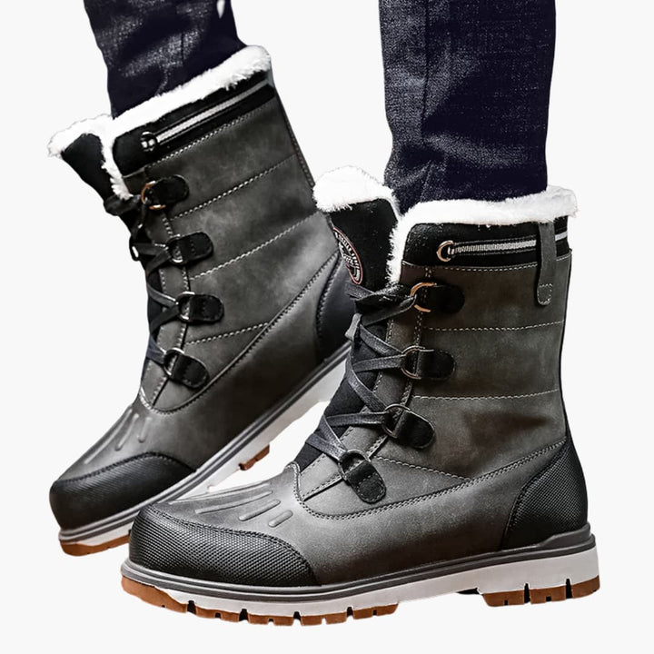 Herren Winterstiefel mit Schnürverschluss und Gummilaufsohle