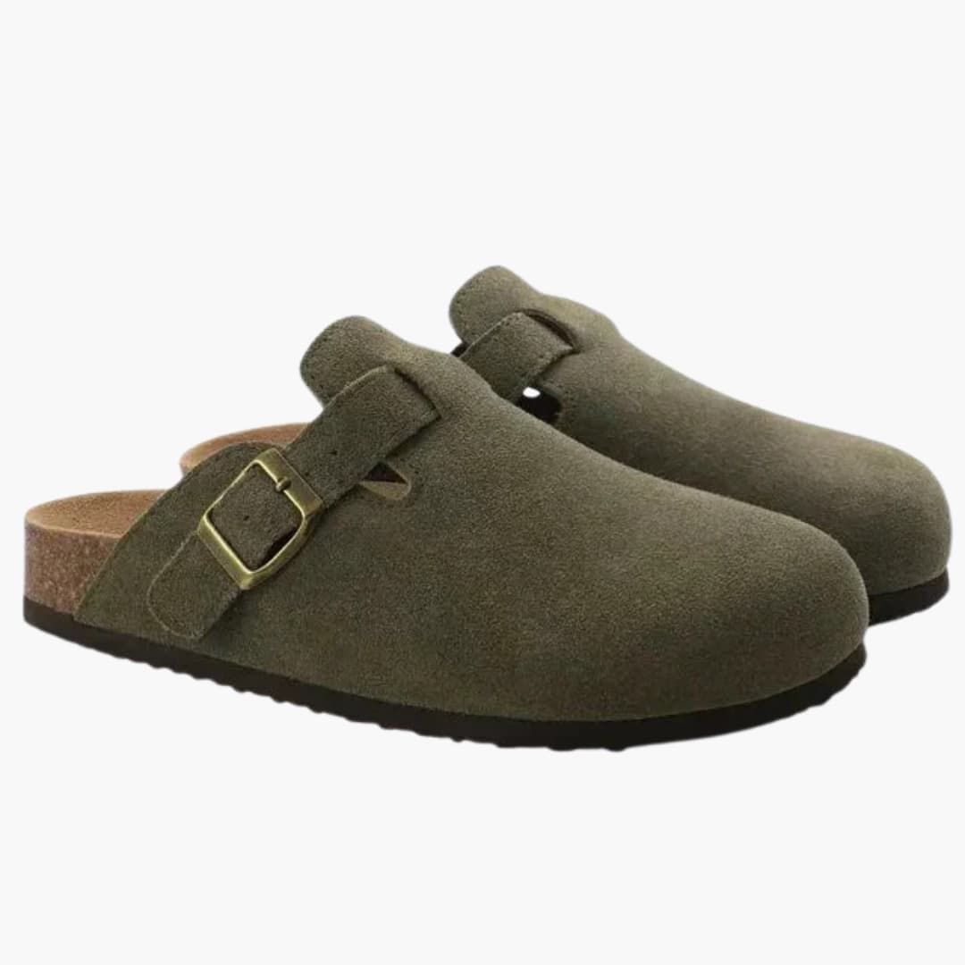 Herrenclogs mit Obermaterial und Korksohle