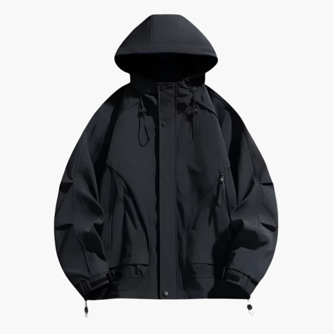 Herrenjacke mit Kapuze Reißverschluss und Fronttaschen