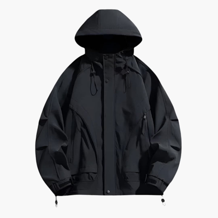 Herrenjacke mit Kapuze Reißverschluss und Fronttaschen