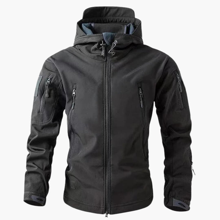 Herrenjacke mit Reißverschlusstaschen und Kapuze