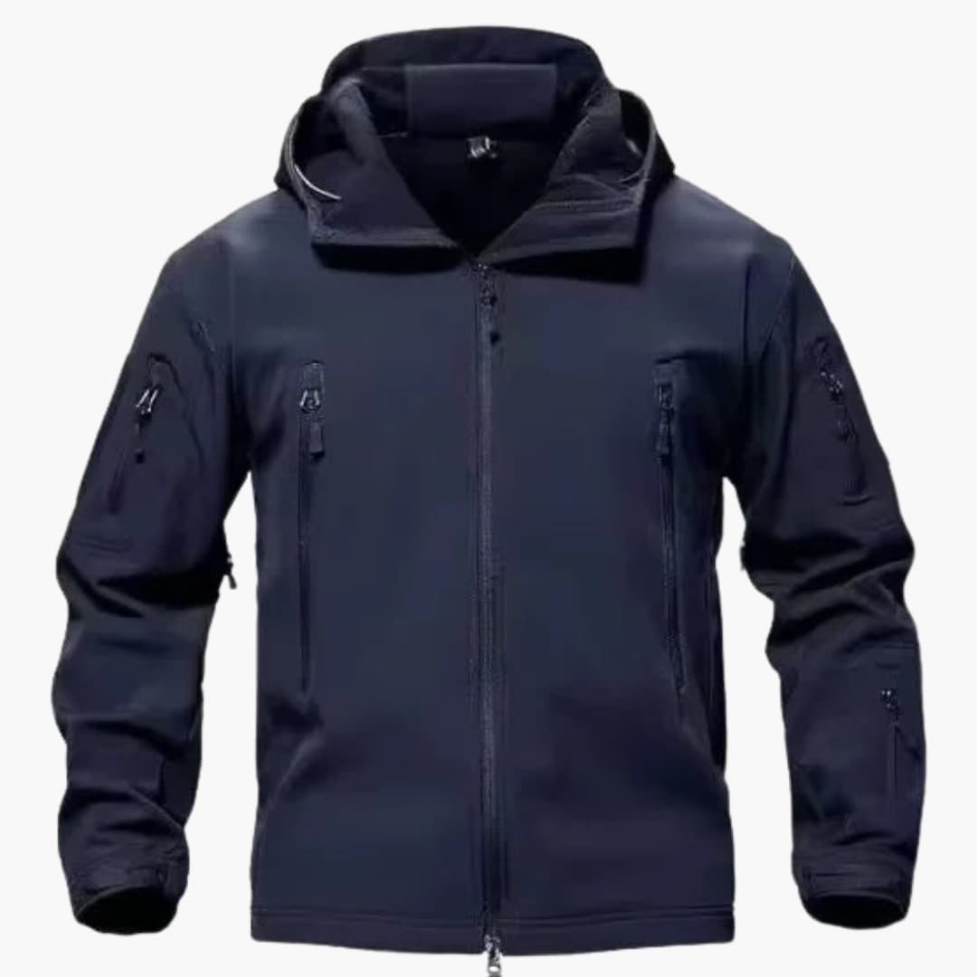 Herrenjacke mit Reißverschlusstaschen und Kapuze