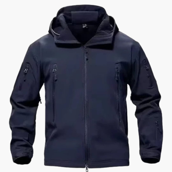 Herrenjacke mit Reißverschlusstaschen und Kapuze