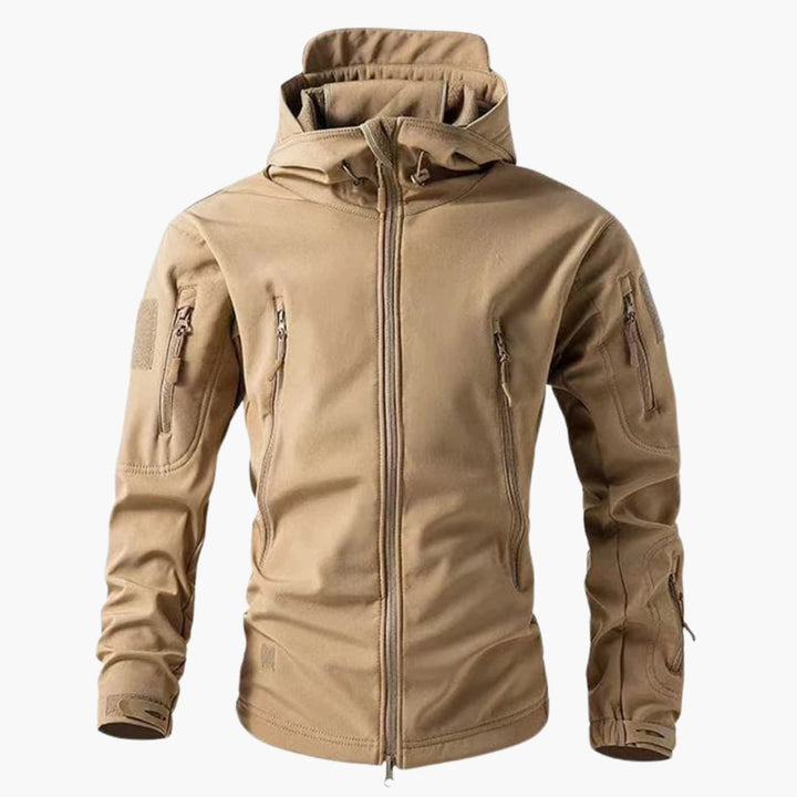 Herrenjacke mit Reißverschlusstaschen und Kapuze
