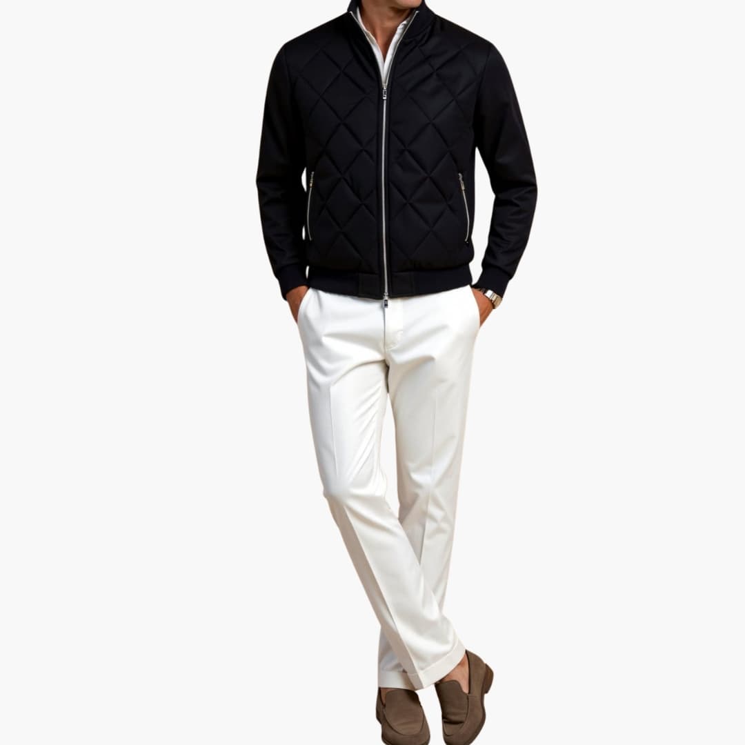 Herrenjacke mit Reißverschluss und Gesteppter Oberfläche