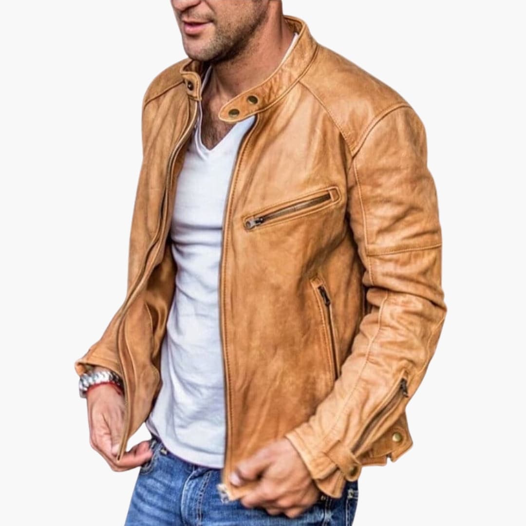Herrenjacke mit Reißverschluss und Stehkragen