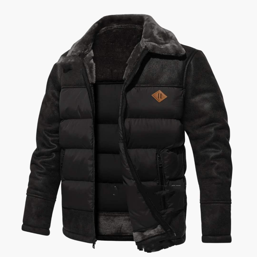 Herrenjacke mit Steppung und Kunstfellkragen