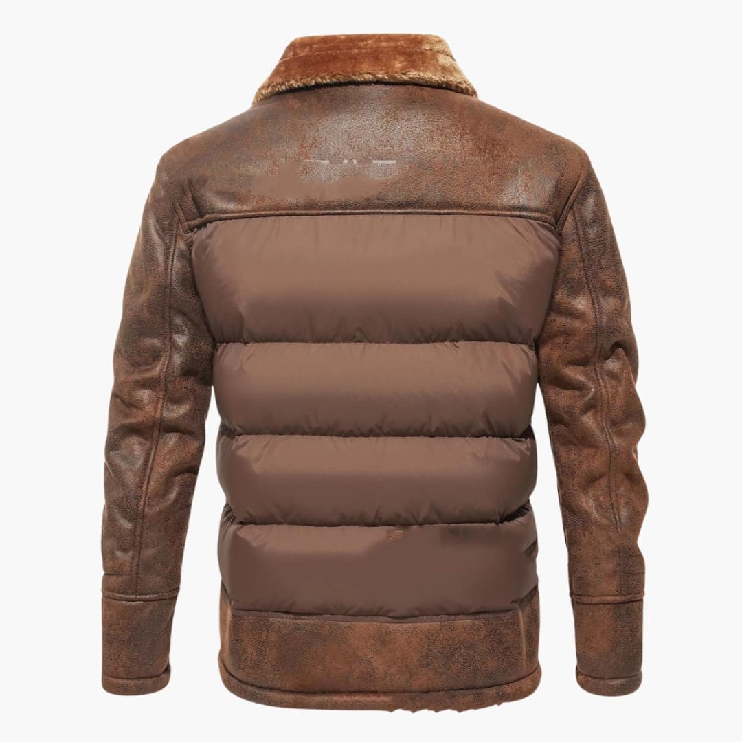 Herrenjacke mit Steppung und Kunstfellkragen