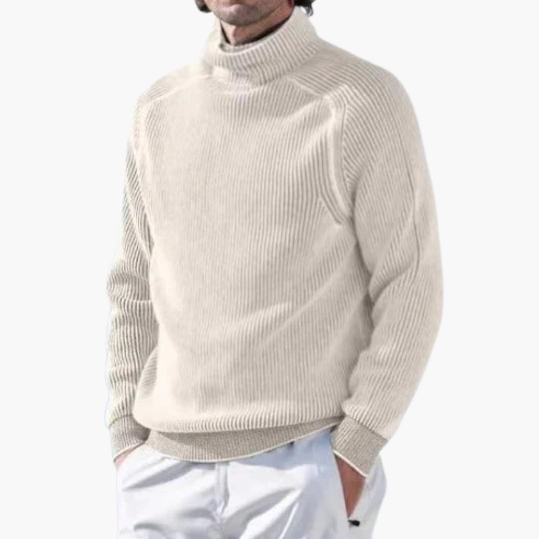 Herren pullover mit Rollkragen und Rippstruktur