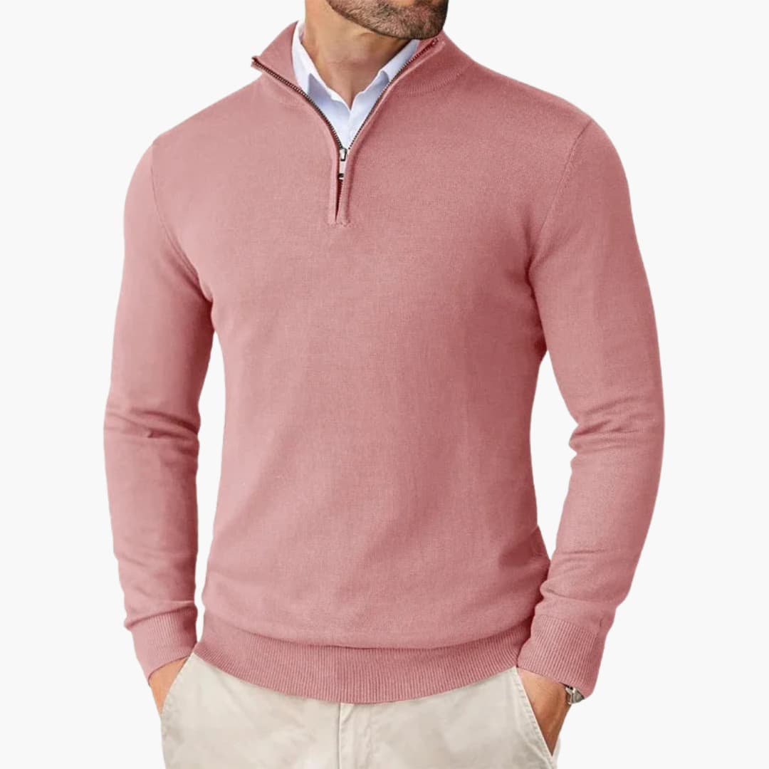 Herren pullover mit Viertelreißverschluss und langen Ärmeln