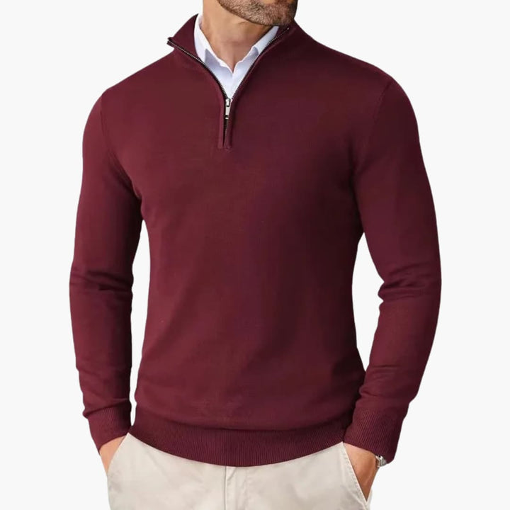 Herren pullover mit Viertelreißverschluss und langen Ärmeln