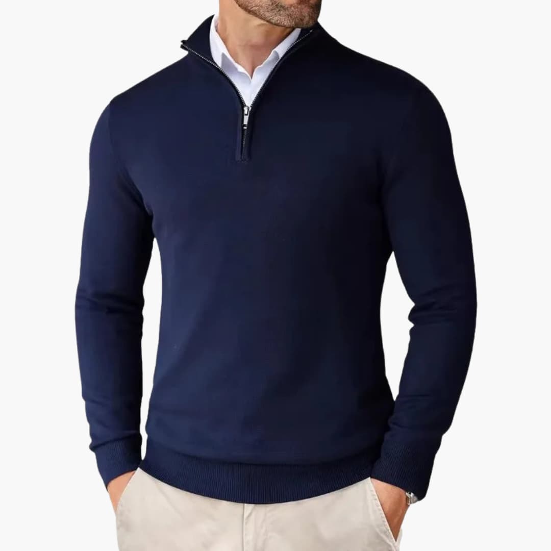 Herren pullover mit Viertelreißverschluss und langen Ärmeln
