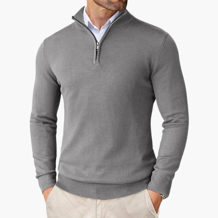 Herren pullover mit Viertelreißverschluss und langen Ärmeln
