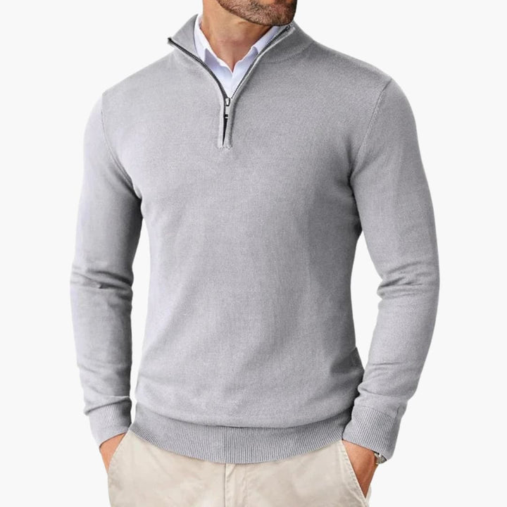 Herren pullover mit Viertelreißverschluss und langen Ärmeln