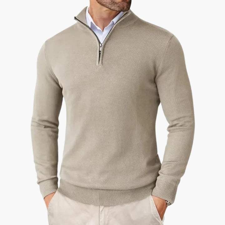 Herren pullover mit Viertelreißverschluss und langen Ärmeln