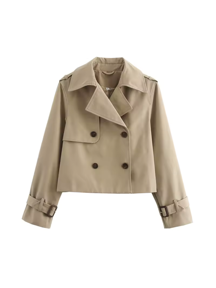 Damen Trenchcoat mit Reverskragen und Gürtelmanschetten