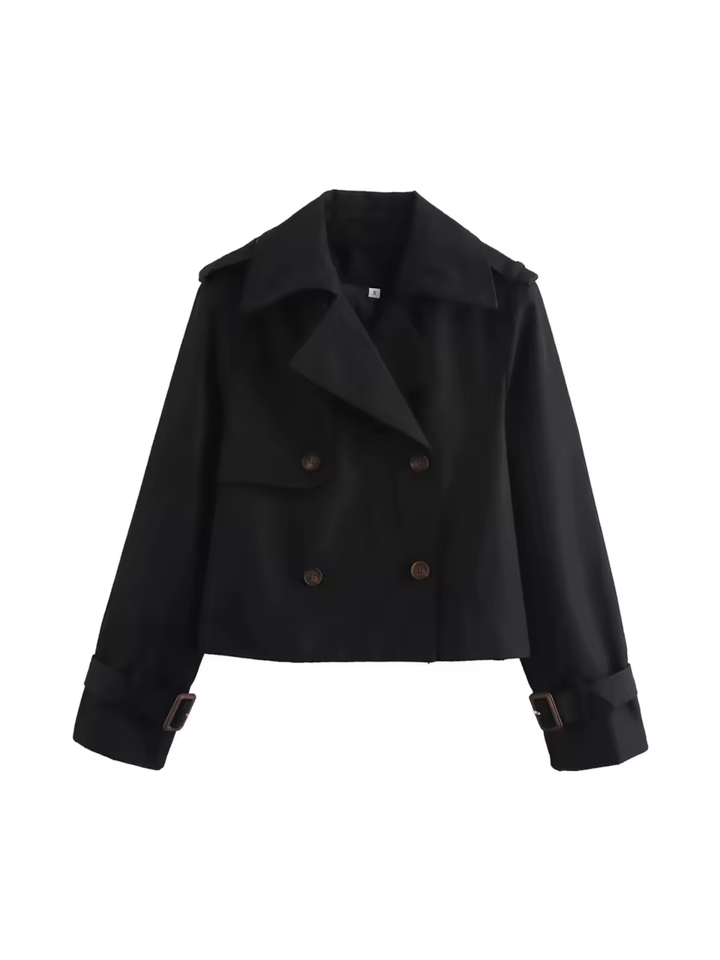 Damen Trenchcoat mit Reverskragen und Gürtelmanschetten