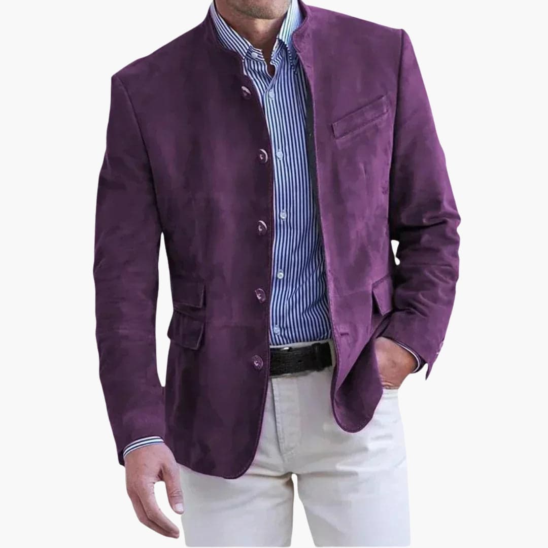 Klassische Herrenjacke mit Stehkragen und Knopfleiste