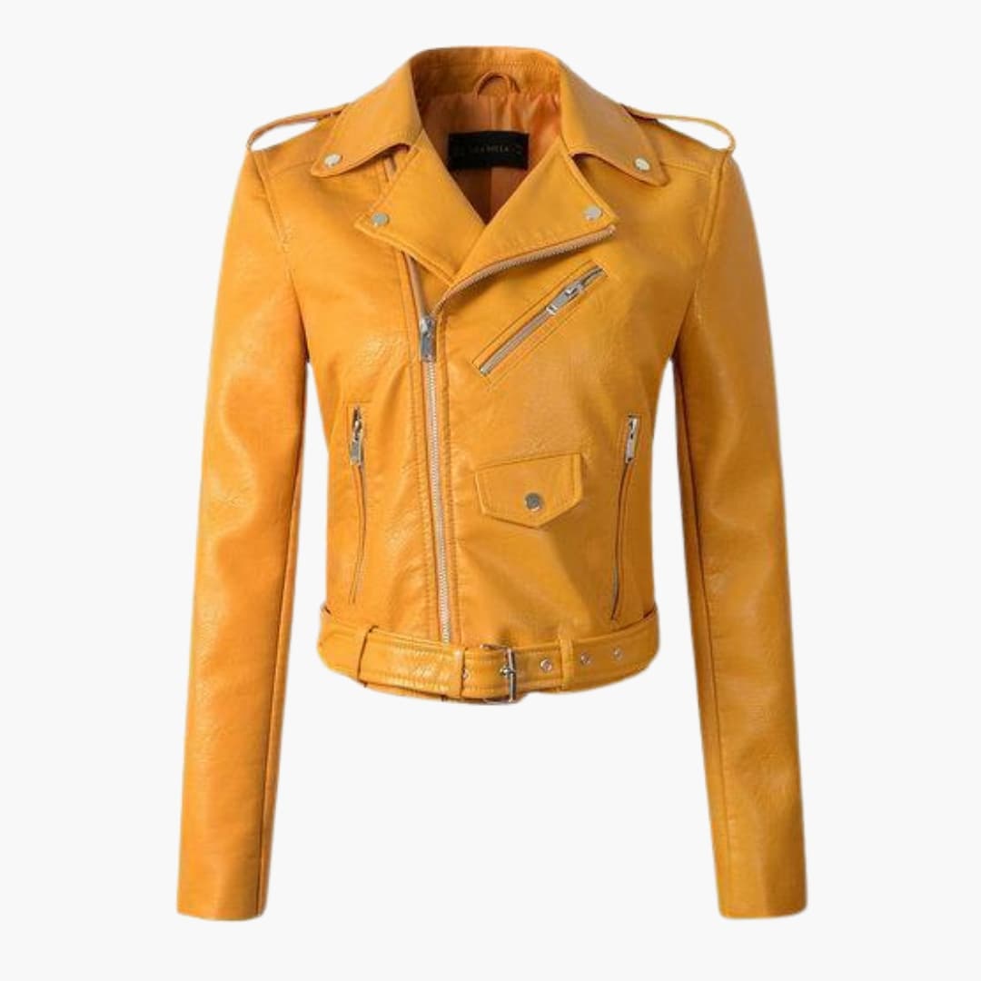 Stylische Damen Bikerjacke mit Reverskragen und Reißverschlusstaschen