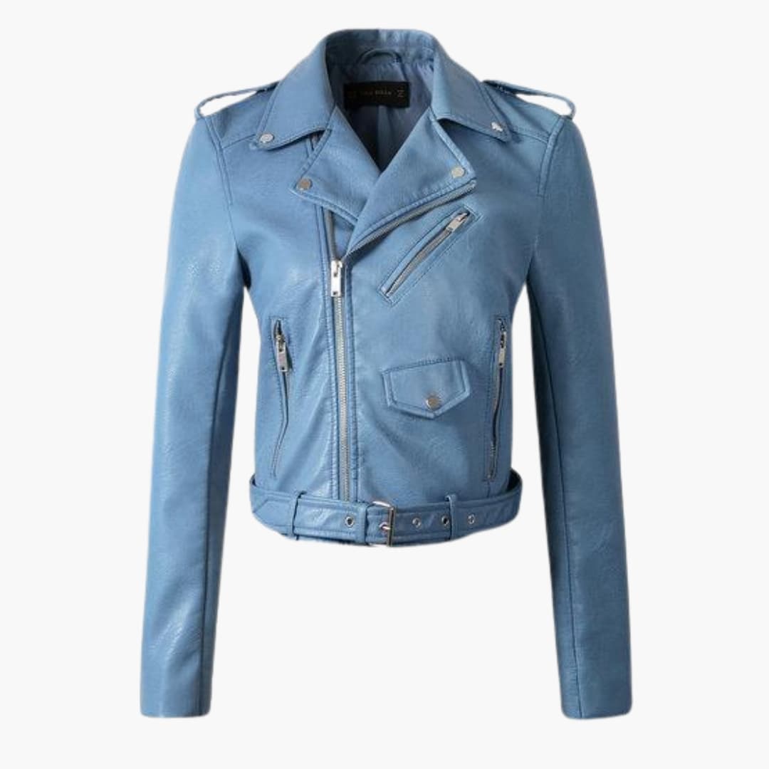 Stylische Damen Bikerjacke mit Reverskragen und Reißverschlusstaschen