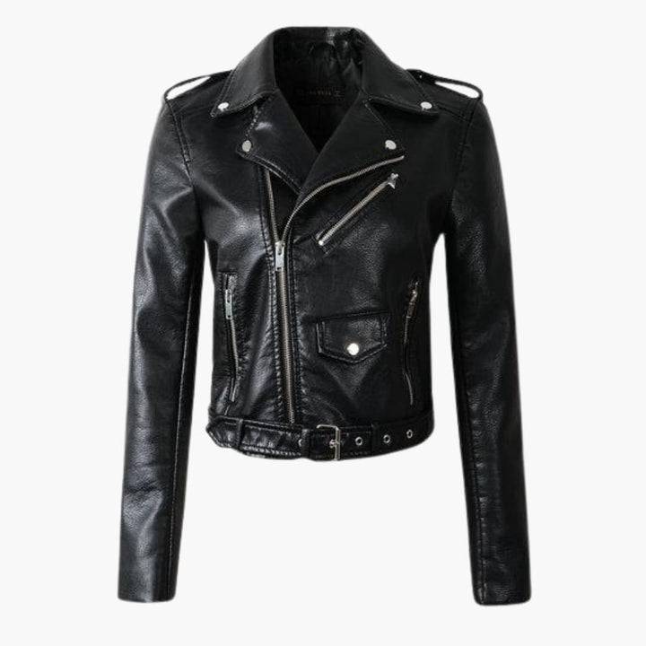 Stylische Damen Bikerjacke mit Reverskragen und Reißverschlusstaschen