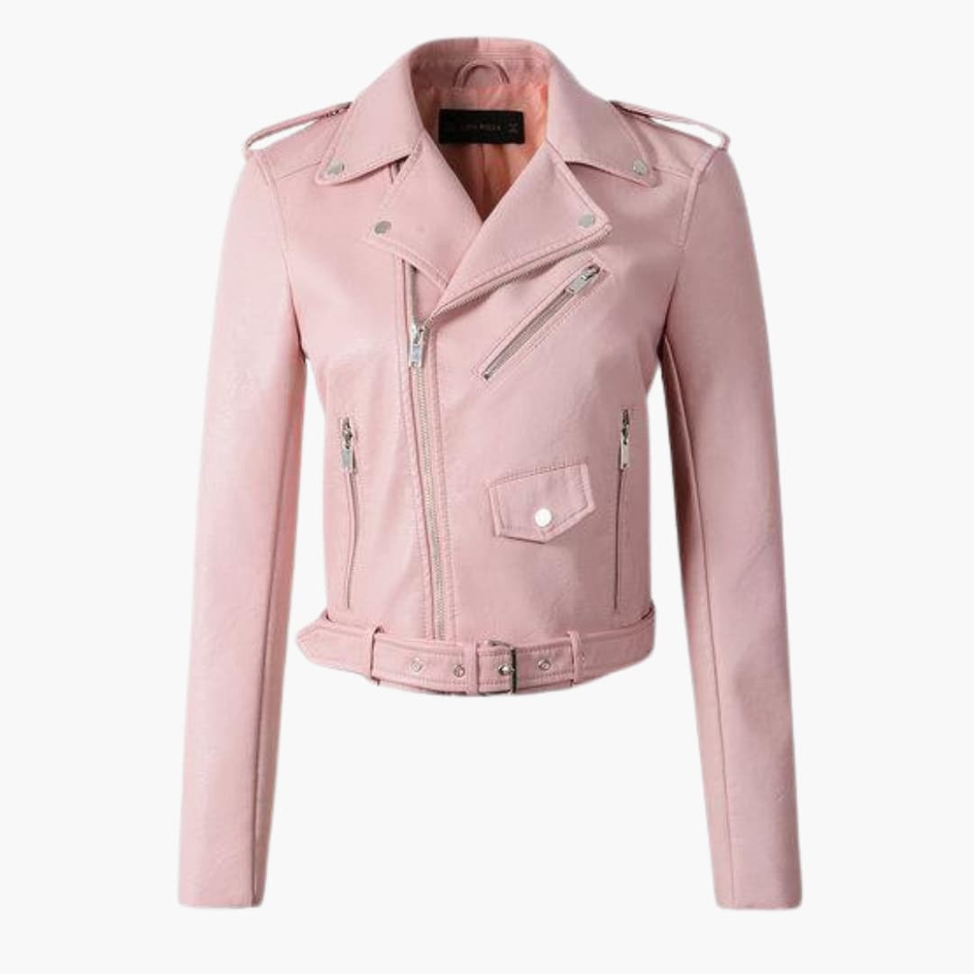 Stylische Damen Bikerjacke mit Reverskragen und Reißverschlusstaschen
