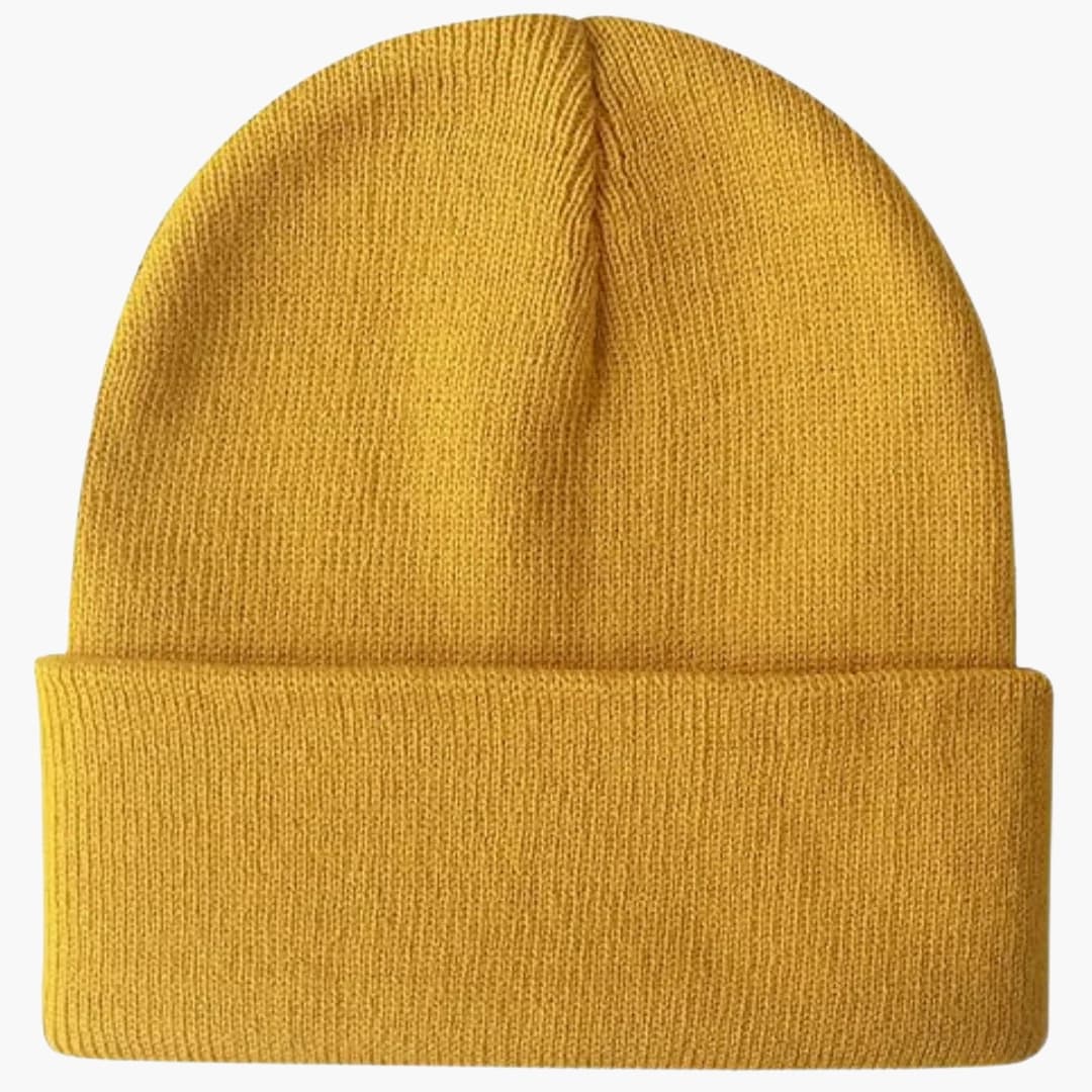 Unisex Strick Wintermütze mit runder Form und Rippoberfläche