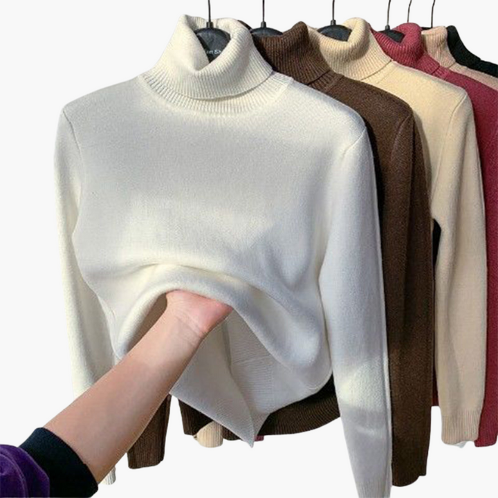 Damenpullover mit Rollkragen und lockerem Strickmuster