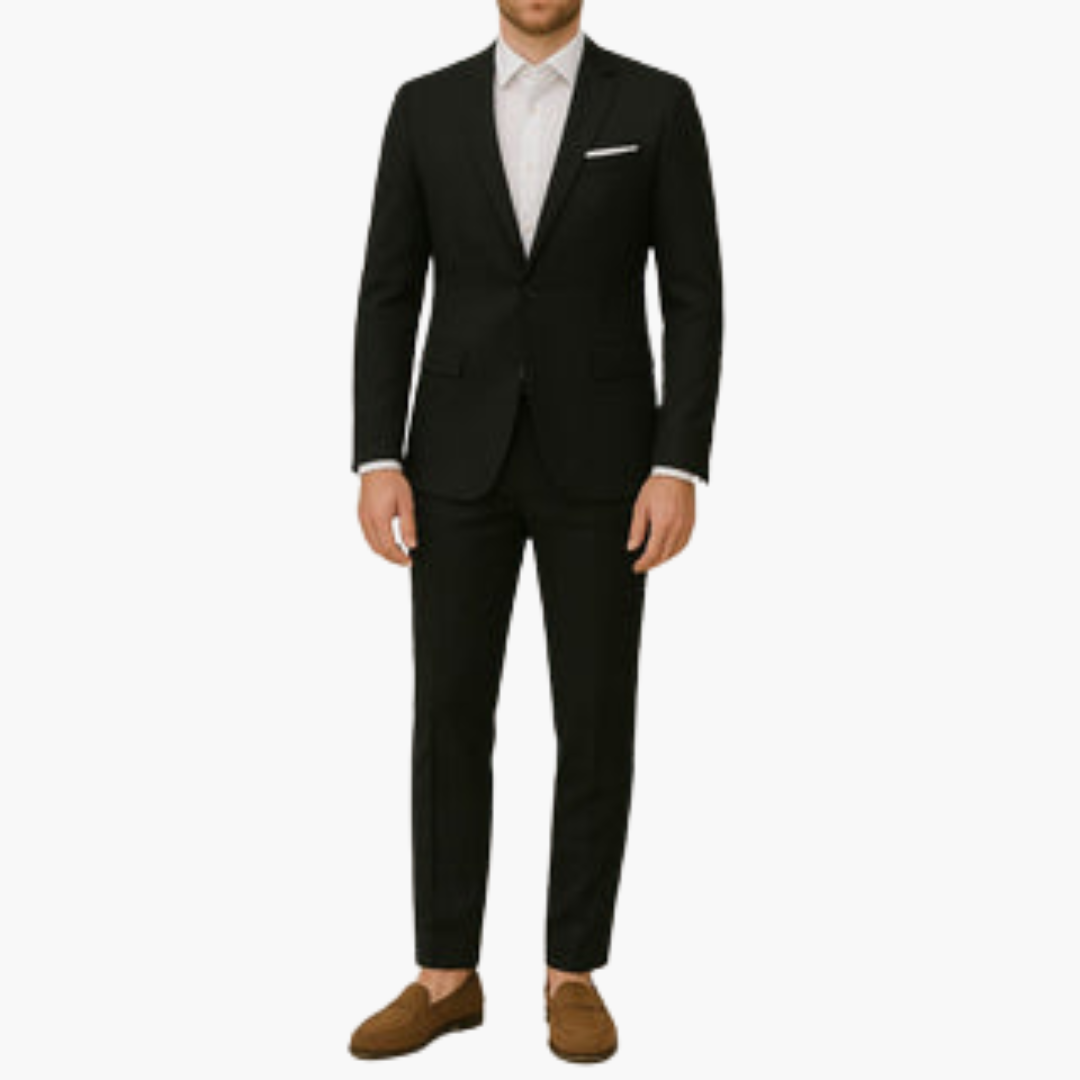 Herren Sommer Anzug Zweiteiler mit Revers und Flatfront Hose