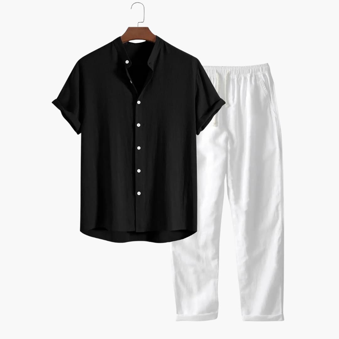 Herren Sommer-Zweiteiler mit Kurzarmhemd und Tapered-Hose