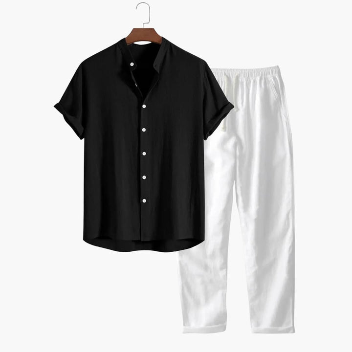 Herren Sommer-Zweiteiler mit Kurzarmhemd und Tapered-Hose